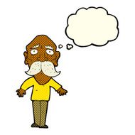 cartoon sad old man with thought bubble N11
