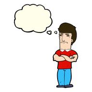 cartoon annoyed man with folded arms thought bubble N9