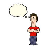 cartoon annoyed man with folded arms thought bubble N10
