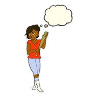 cartoon pretty punk girl with baseball bat thought bubble N6