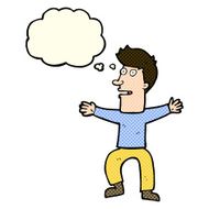 cartoon startled man with thought bubble N22