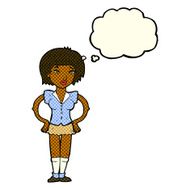 cartoon woman with hands on hips thought bubble N108