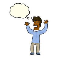 cartoon terrified man with thought bubble N110