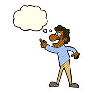 cartoon man pointing and laughing with thought bubble N15