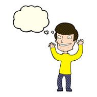 cartoon excited man with thought bubble N34