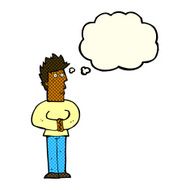 cartoon nervous man with thought bubble N71