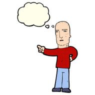 cartoon tough guy pointing with thought bubble N5
