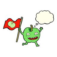 cartoon apple with flag thought bubble N6