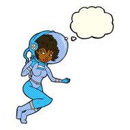 cartoon space woman with thought bubble N15