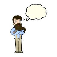 cartoon bearded hipster man with thought bubble N5