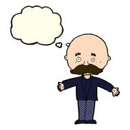 cartoon bald man with open arms thought bubble N5