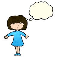cartoon surprised woman with thought bubble N120