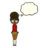cartoon librarian woman with thought bubble N6