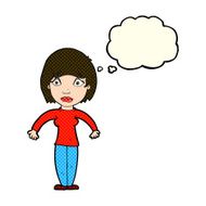 cartoon surprised woman with thought bubble N122