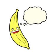 cartoon happy banana with thought bubble N2