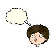 cartoon amazed expression with thought bubble N5