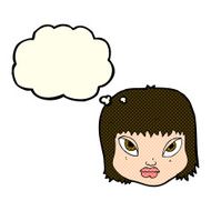 cartoon annoyed face with thought bubble N5
