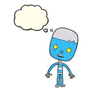 cartoon sad robot with thought bubble N5