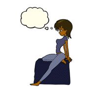 cartoon pin up pose girl with thought bubble N6