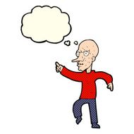 cartoon angry old man with thought bubble N68