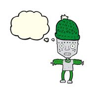 cartoon robot wearing hat with thought bubble N2