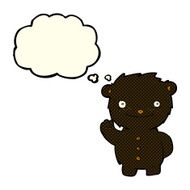 cartoon waving black bear with thought bubble N26