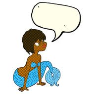 cartoon pretty mermaid with thought bubble N21
