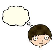 cartoon happy boy with thought bubble N114