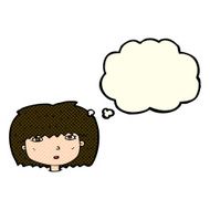 cartoon female face with thought bubble N69