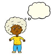 cartoon annoyed old woman with thought bubble N11