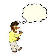 cartoon excited man with thought bubble N35