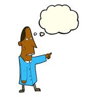 cartoon ugly man pointing with thought bubble N6