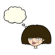 cartoon mean female face with thought bubble N5