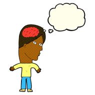 cartoon man with brain symbol thought bubble N11
