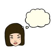 cartoon annoyed female face with thought bubble N5
