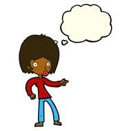 cartoon woman pointing with thought bubble N108