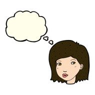 cartoon female face with thought bubble N71