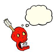 funny cartoon skull and arrow with thought bubble N6