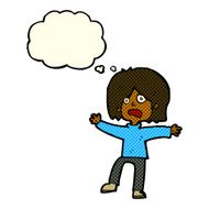 cartoon scared person with thought bubble N6