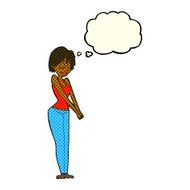 cartoon content woman with thought bubble N6