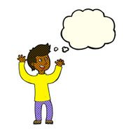 cartoon happy man with thought bubble N233