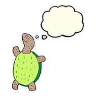 cartoon happy turtle with thought bubble N6