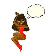 cartoon woman in lingerie with thought bubble N24