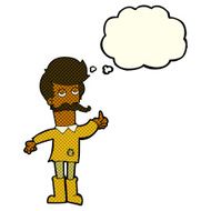 cartoon old man in poor clothes with thought bubble N6