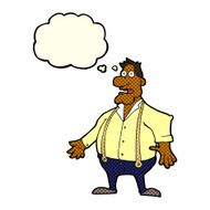 cartoon shocked man with thought bubble N55