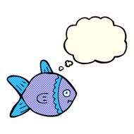 cartoon fish with thought bubble N42