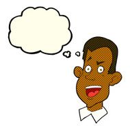 cartoon male face with thought bubble N11