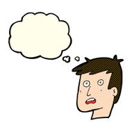 cartoon unhappy face with thought bubble N10