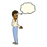 cartoon worried man with thought bubble N48