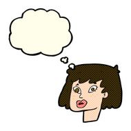 cartoon pretty female face with thought bubble N50